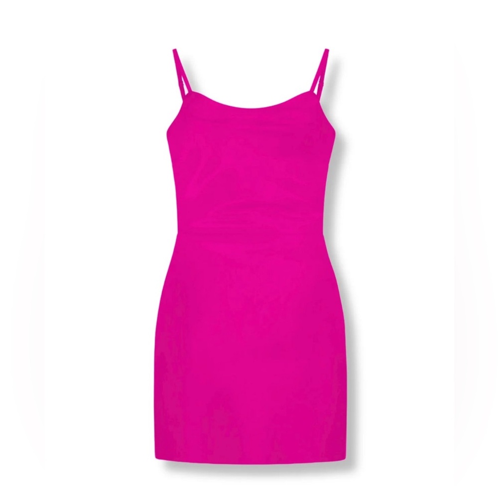 Katie J NYC Satin Sandy Hot Pink Dress